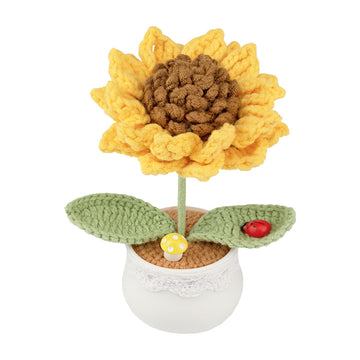 Handwoven Sunflower Desk Garden - Mini Cotton Bloom