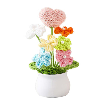 Hand-Crocheted Forget-Me-Not Desk Garden