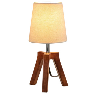 Wood Tripod Desk Lamp - Walnut Base & Linen Shade