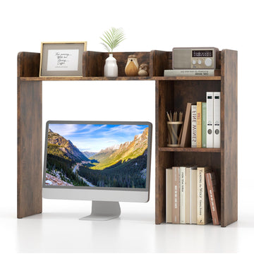 Desktop Hutch Organizer - 5-Shelf Storage with Monitor Space
