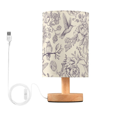 Mid-Century Desk Lamp - Touch Control & Green Floral Glass