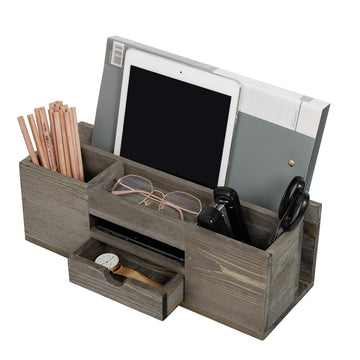 Vintage Wood Desktop Organizer - Multi-Drawer Storage Cabinet