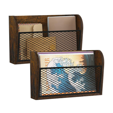 Wall & Desk File Organizer - Wood & Iron Dual-Use