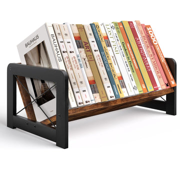Slanted Wood Desktop Shelf - Compact Book Organizer
