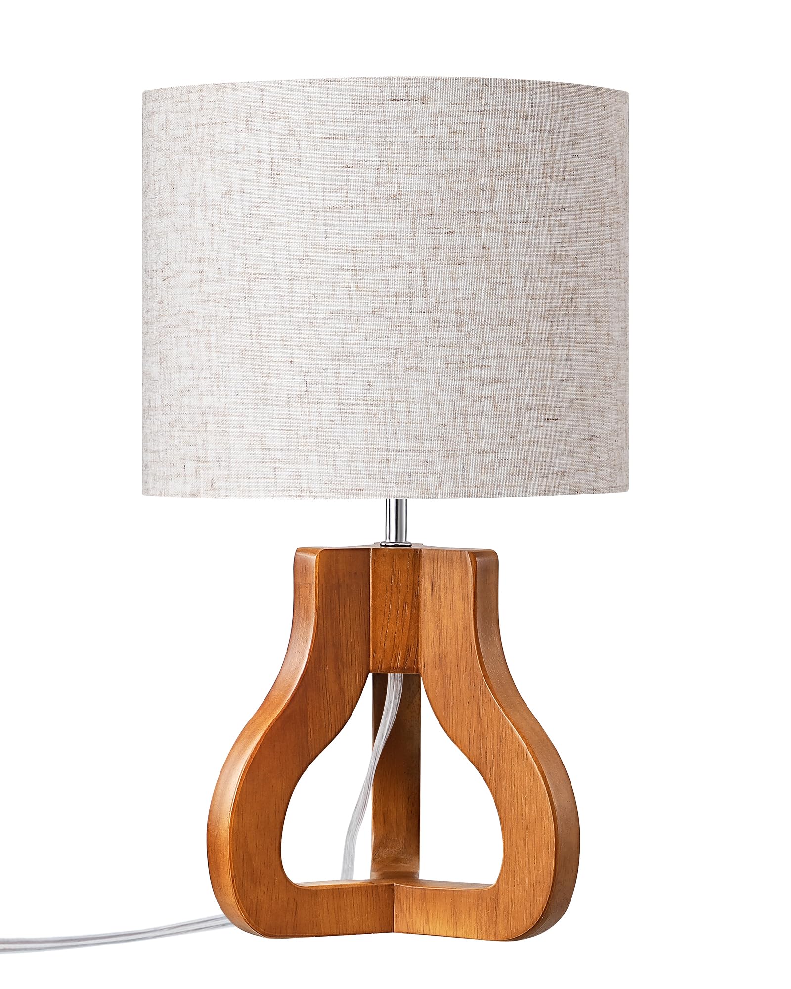 Wood Tripod Desk Lamp - Beige Linen & Rosewood